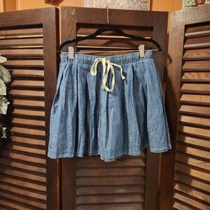 Entro Blue A-Line Skirt with Yellow Tie